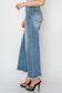 RISEN Raw Hem Cropped Wide Leg Jeans - Medium Wash