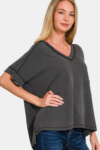 Zenana Charcoal V-Neck Top