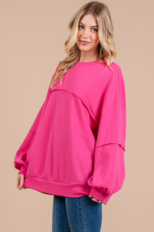 Fuchsia Exposed Seam Sweatshirt