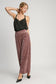 Umgee Velvet Striped Pants - Burgundy