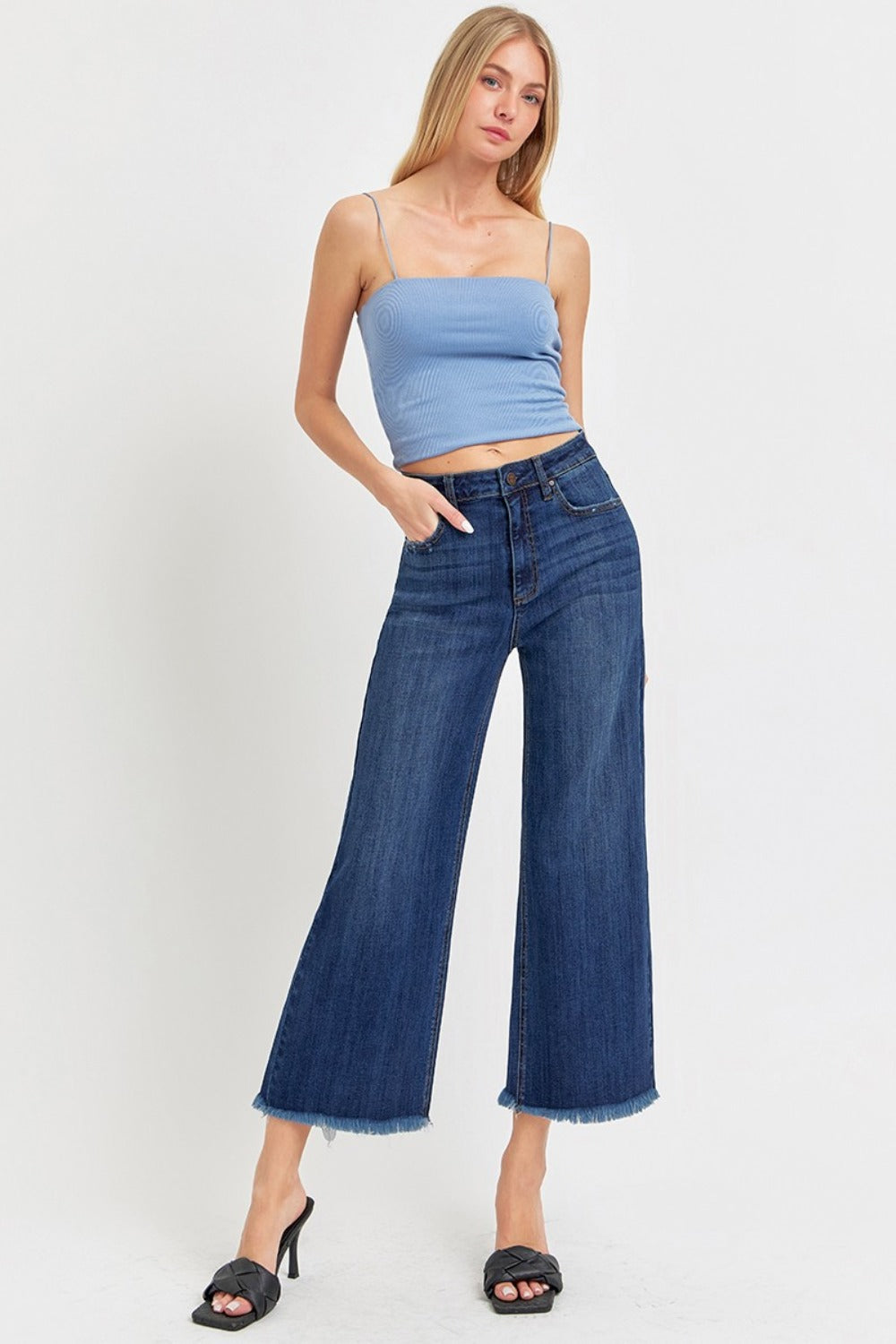 RISEN Cropped Wide Leg Jeans