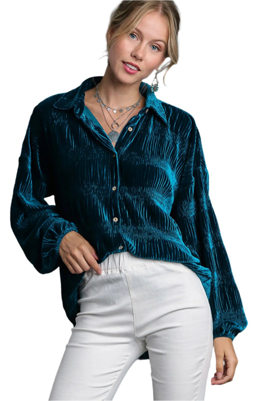 Umgee Ruched Top - Teal