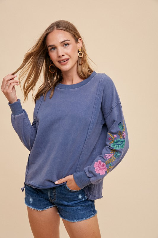 Floral Frenzy Top - Washed Midnight