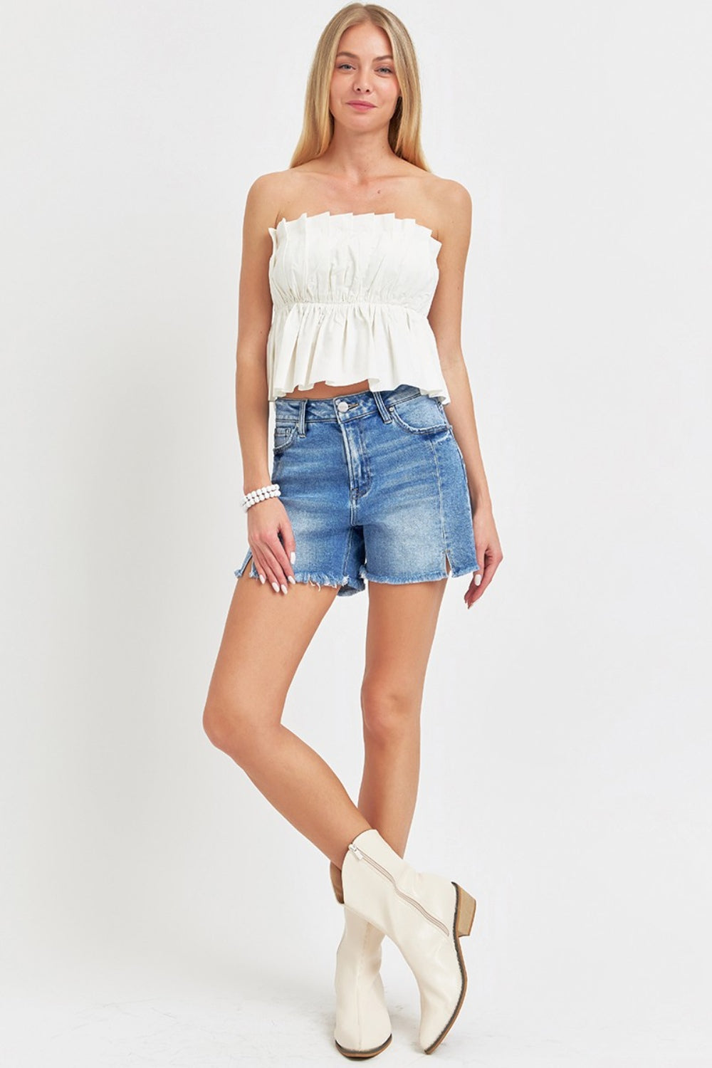 RISEN Front Slit Denim Shorts