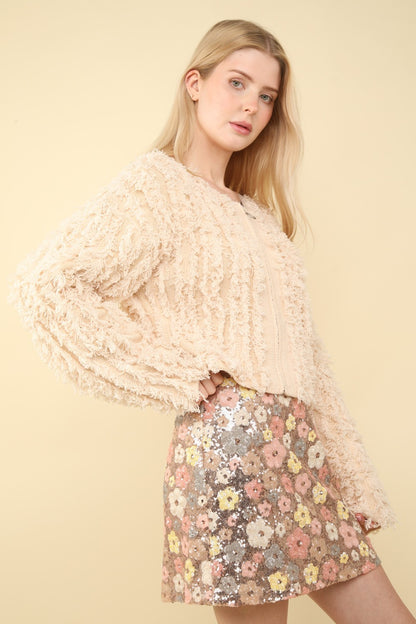 Shaggy Sweater Jacket - Cream