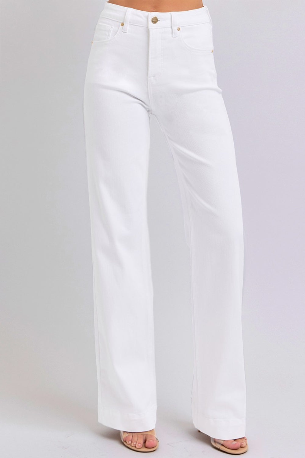 RISEN High Waist White Straight Jeans