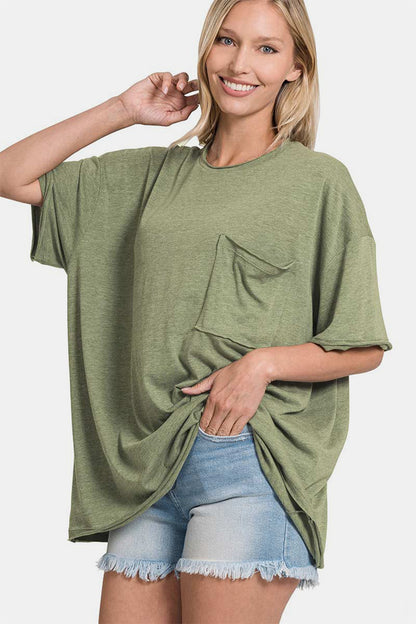 Zenana Oversized Olive Top