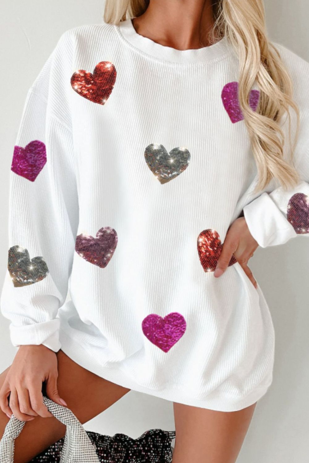 Sequin Hearts Sweatshirt