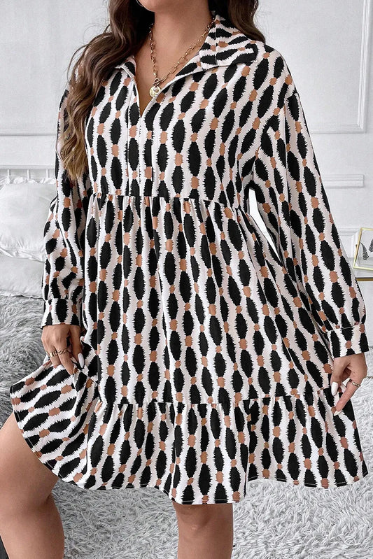 Plus Size Abstract Printed Dress