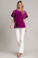 Umgee Velvet Embroidery Top - Violet