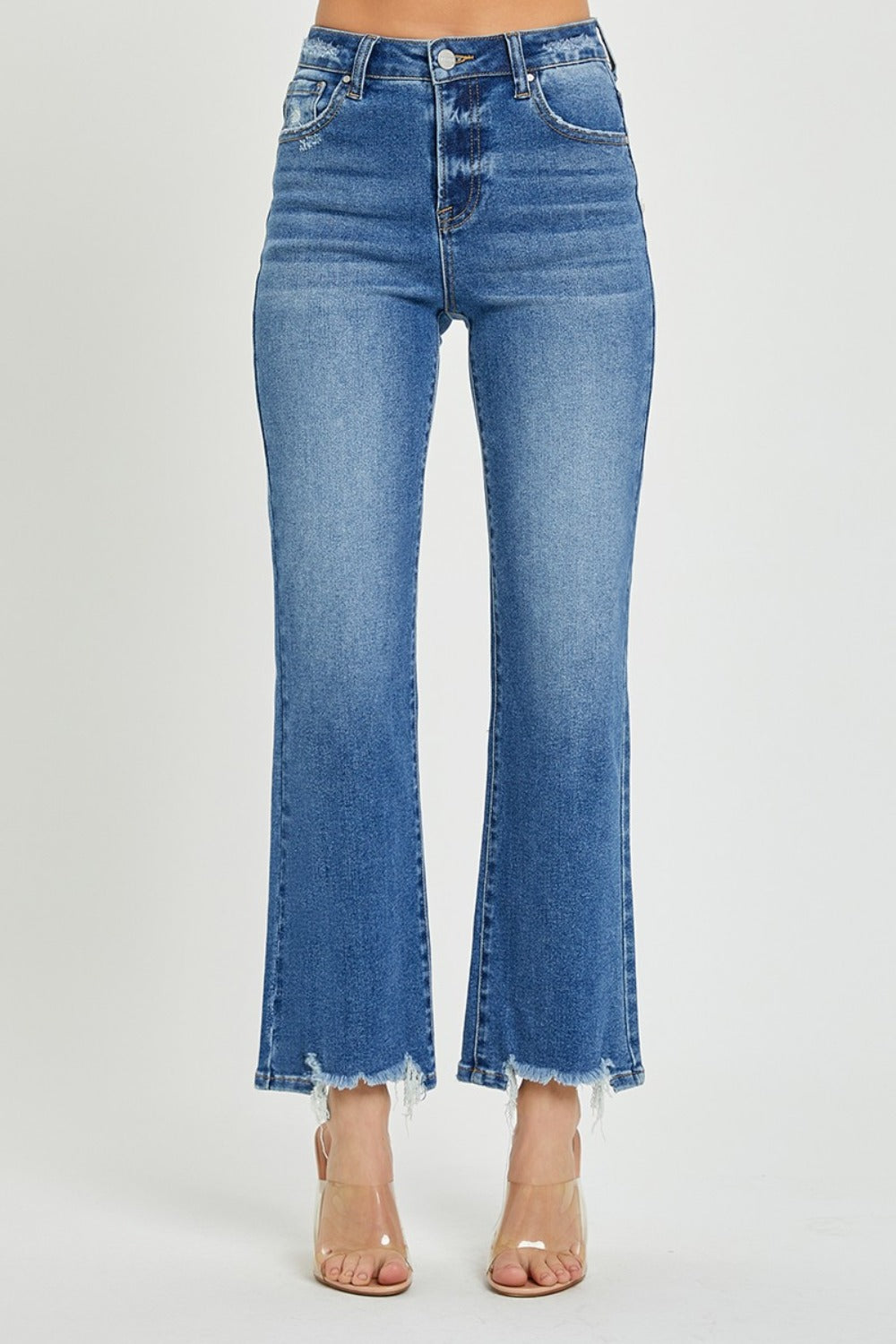 RISEN High Rise Straight Jeans - Dark