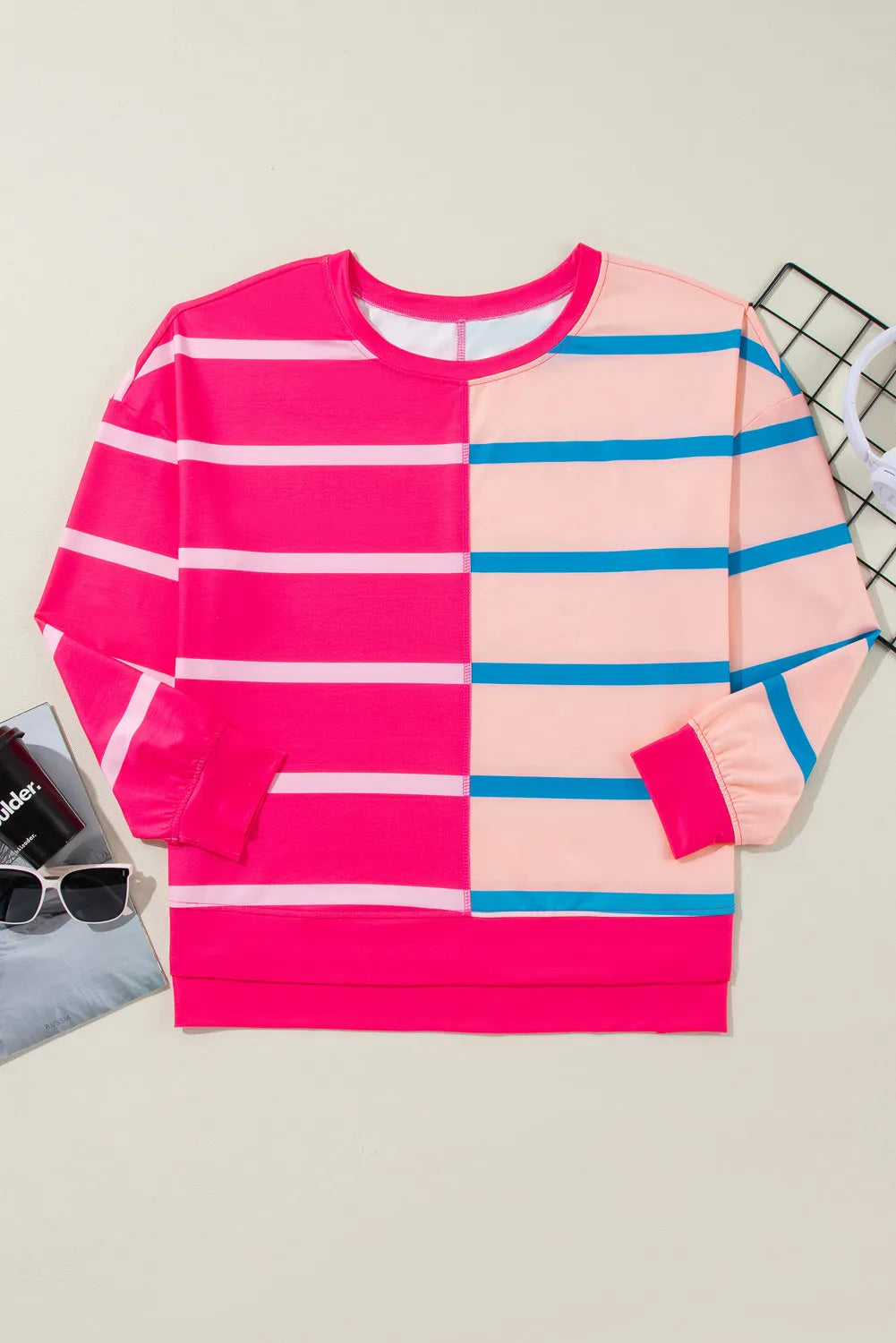 Plus Size Hot Pink Stripes Top