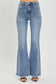 RISEN High Waist Raw Hem Flare Jeans - Medium