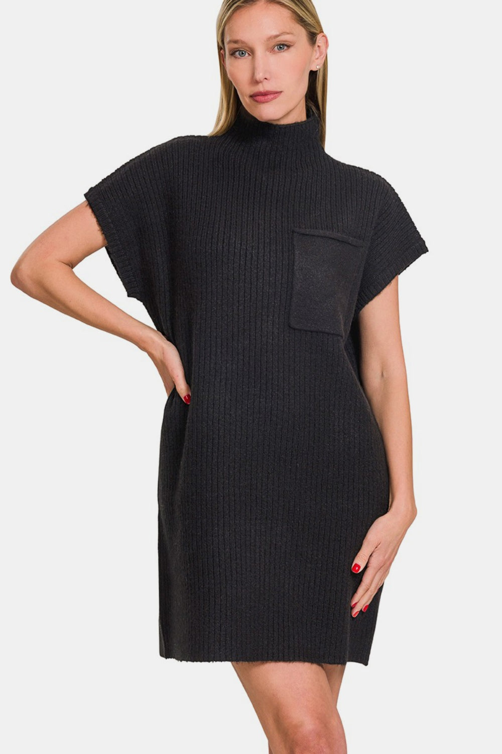 Zenana Sweater Dress - Black