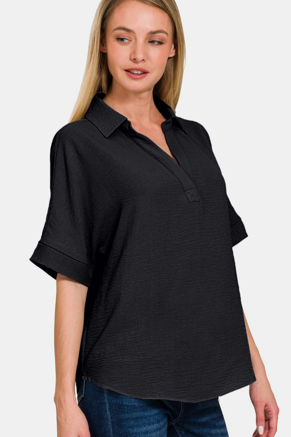 Zenana Textured Top - Black