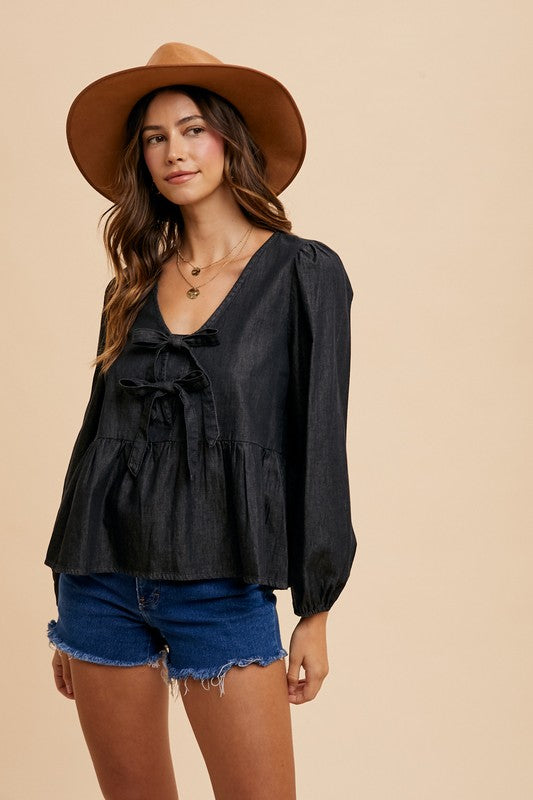 Hadleigh Denim Top - Black