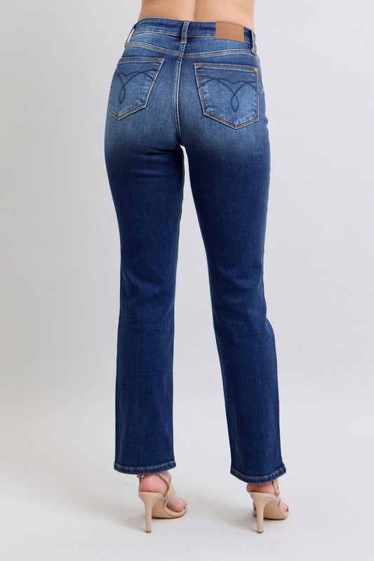 Judy Blue Straight Leg Jeans with Pockets - Dark Wash