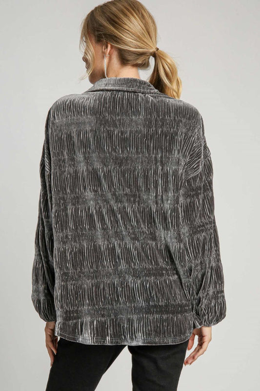 Umgee Ruched Top - Gunmetal