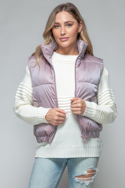 Get Puffy With It Vest - Dark Rose