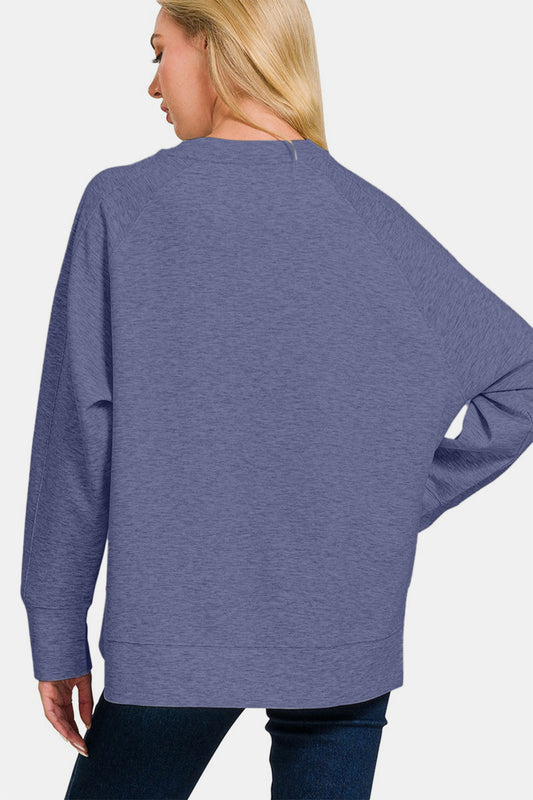 Zenana Scuba Sweatshirt - Blue Indigo