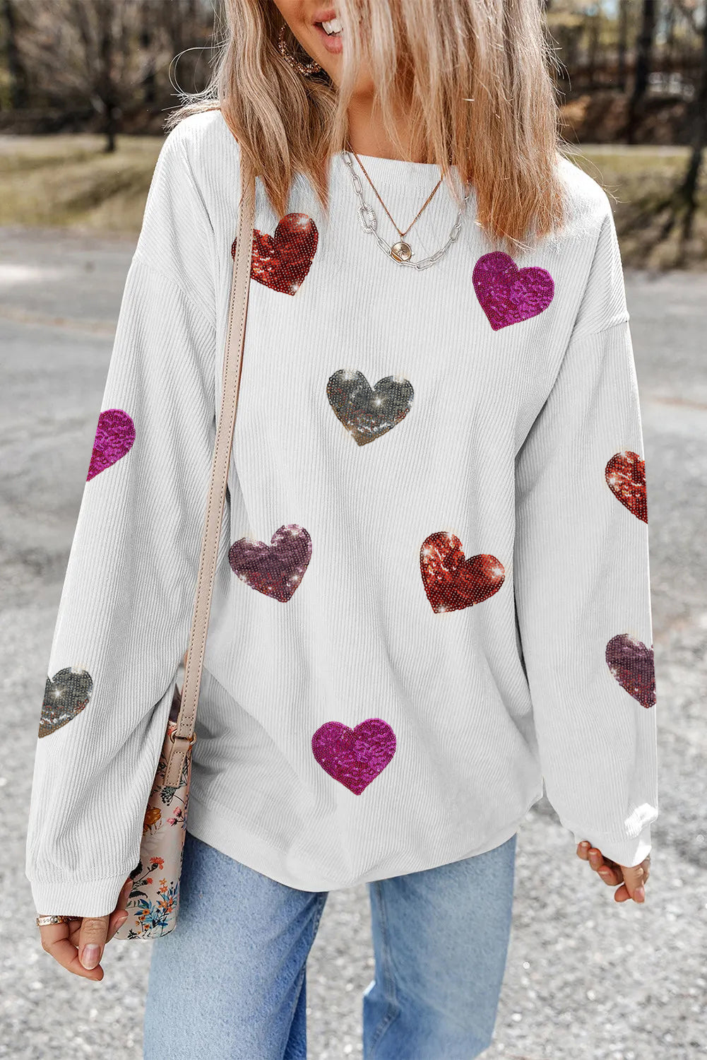 Sequin Hearts Sweatshirt