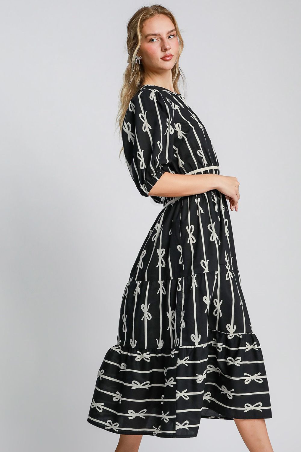 Umgee Bow Midi Dress - Black