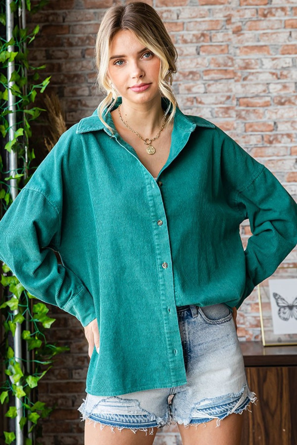 Green Corduroy Top