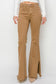 RISEN Bailey High Waist Side Slit Flare Jeans - Brown