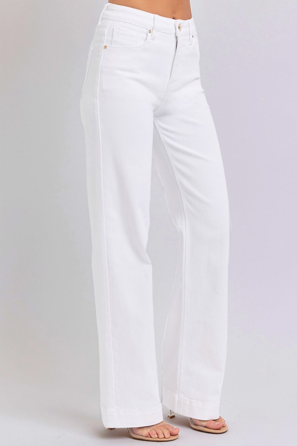 RISEN High Waist White Straight Jeans