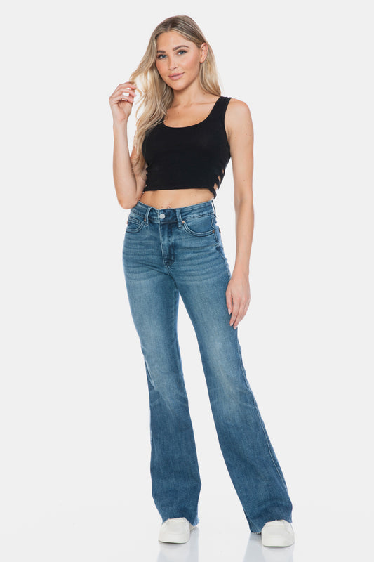 Judy Blue Tummy Control Cut Hem Flare Jeans - Medium