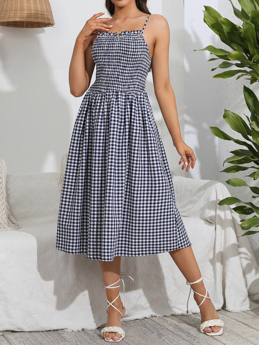 Indigo Plaid Dress