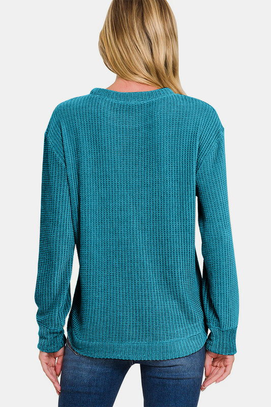 Zenana Chenille Sweater - Ocean Teal