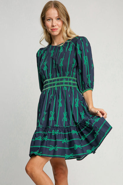 Umgee Bow Dress - Navy