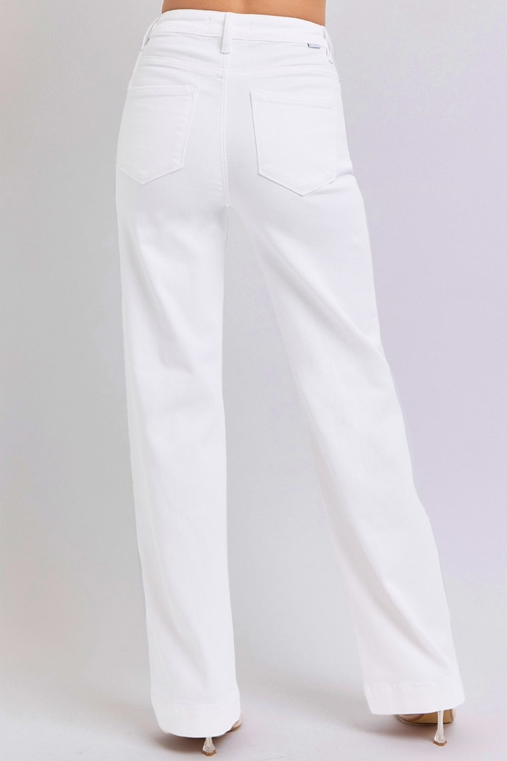 RISEN High Waist White Straight Jeans