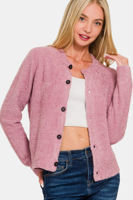 Zenana Light Rose Cardigan