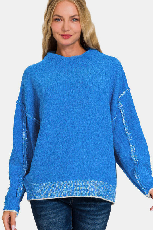 Zenana Ocean Blue Sweater