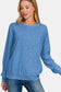 Zenana Washed Dropped Shoulder Sweatshirt - Blue