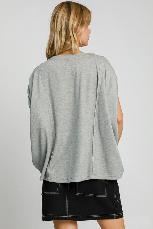 Umgee Batwing Sleeve Top - Gray