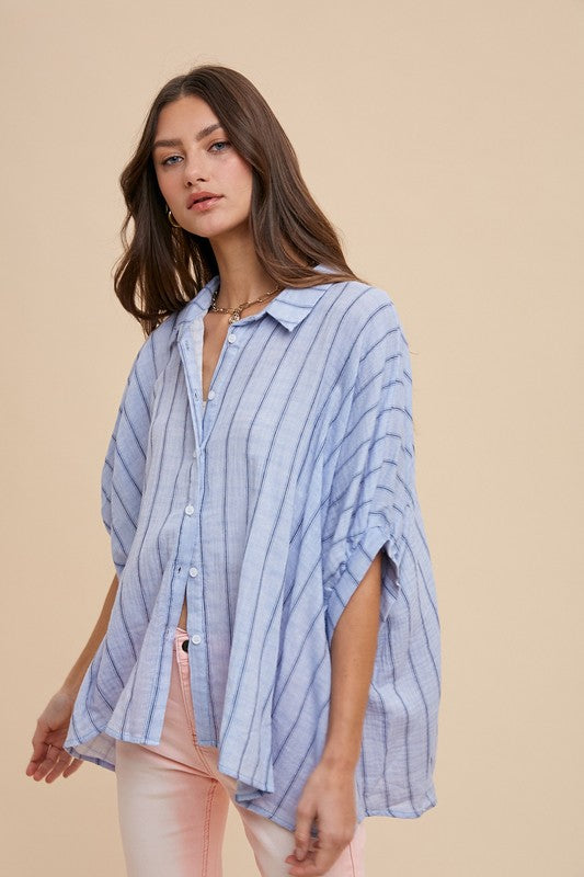 Summerset Stripes Top - Light Blue
