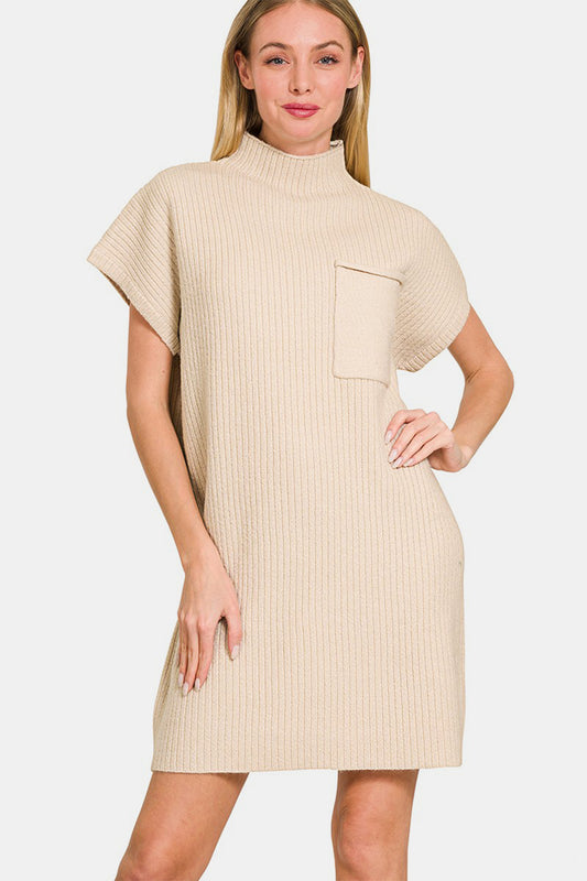 Zenana Sweater Dress - Sand