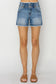 RISEN High Rise Seam Detailed Denim Shorts