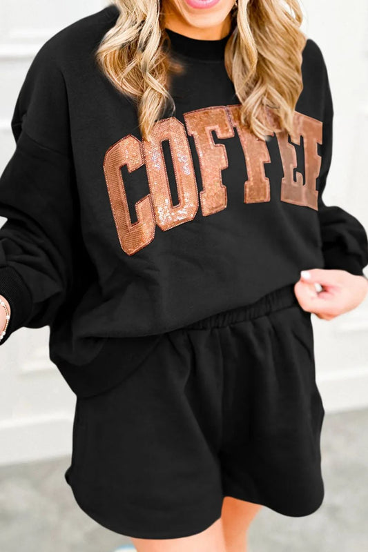 COFFEE Sequin Sweatshirt Set