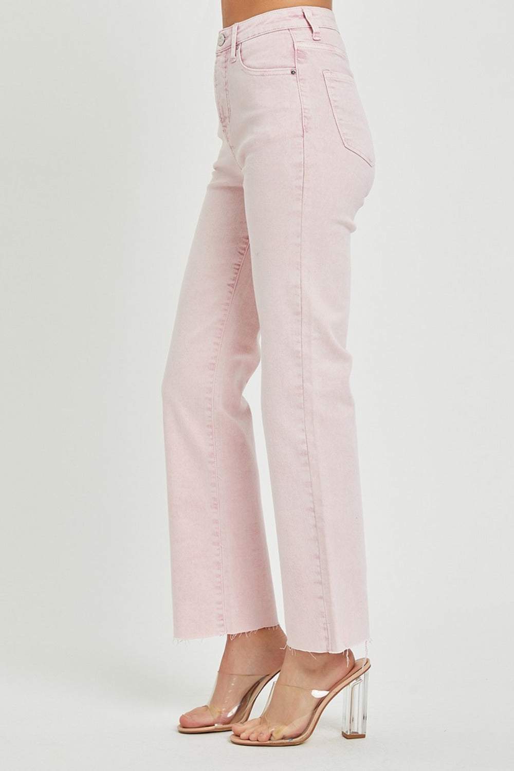 RISEN High Rise Tummy Control Straight Jeans - Acid Pink