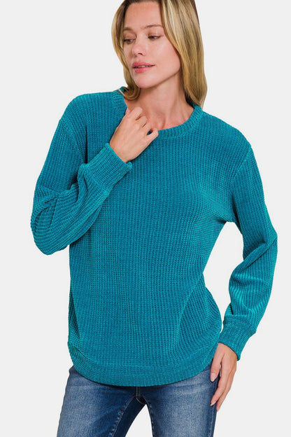 Zenana Chenille Sweater - Ocean Teal