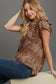 Umgee Ruffled Landscape Top - Brown