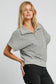 Umgee Striped Short Sleeve Sweatshirt - Gray