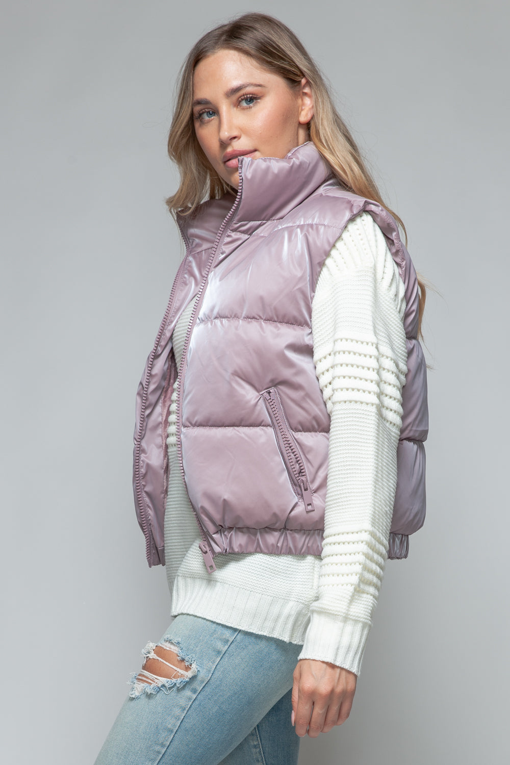 Get Puffy With It Vest - Dark Rose