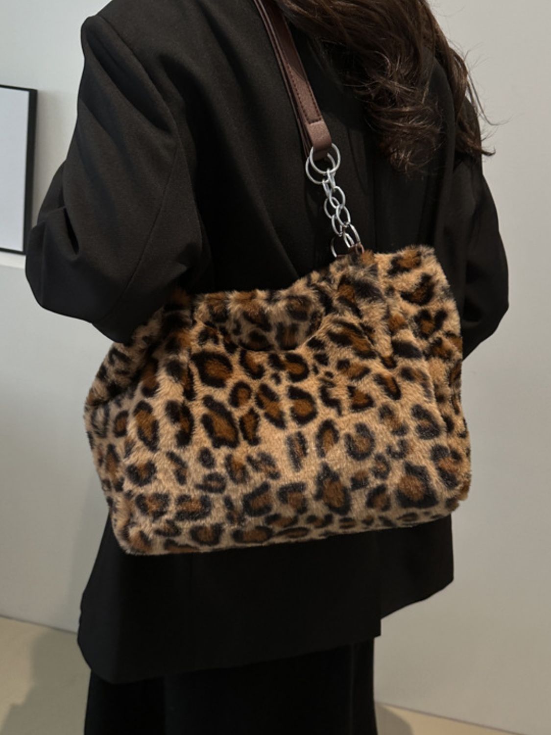 Faux Fur Leopard Purse