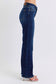 Judy Blue Raw Hem Straight Leg Jeans - Dark