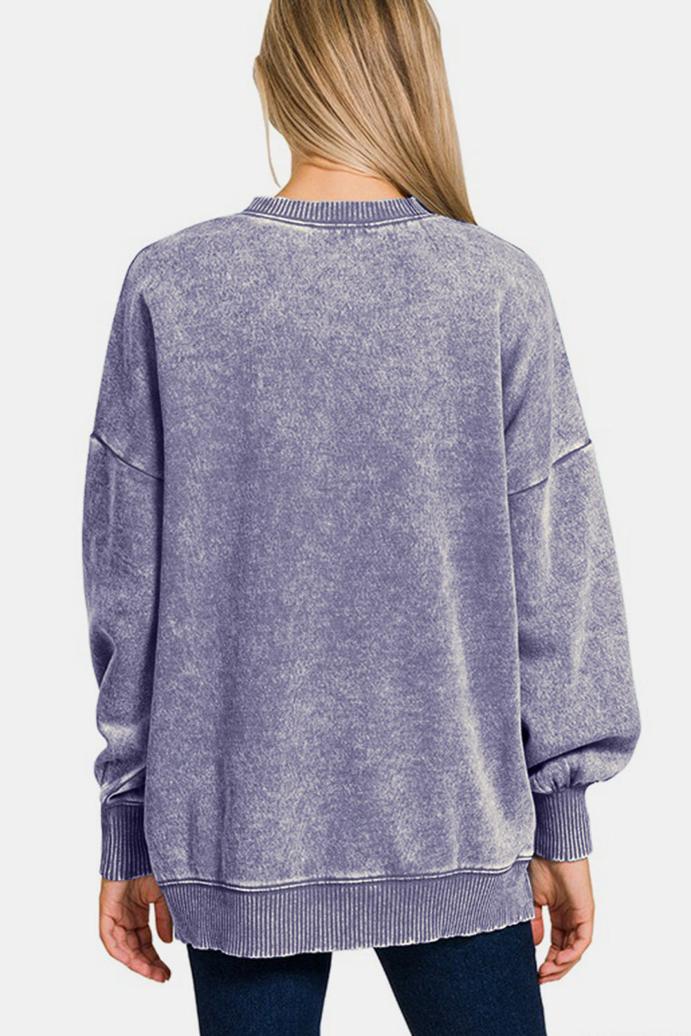 Zenana Acid Wash Sweatshirt - Mauve